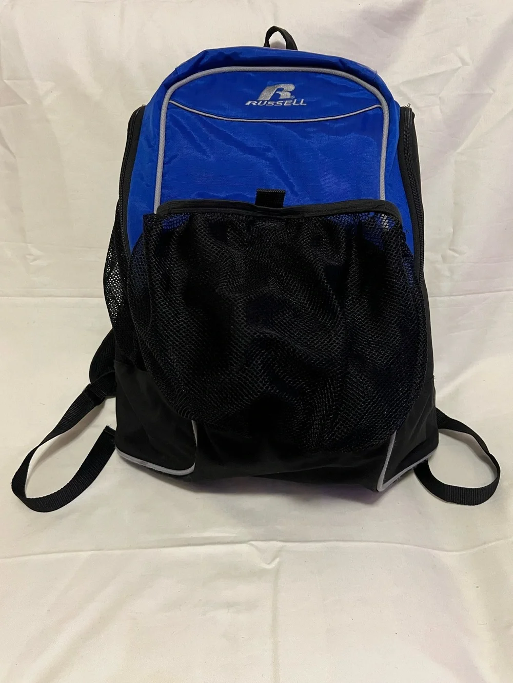 Russell Athletic Royal Blue and Black Soccer Backpack with Front Mesh Pocket